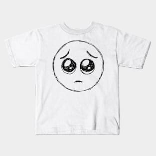 Dark and Gritty PLEADING FACE emoji with big cute eyes Kids T-Shirt